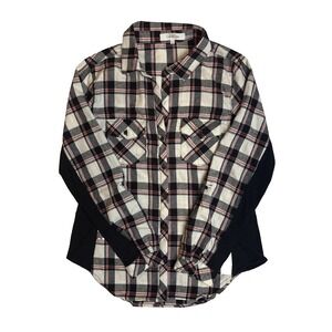 Eden & Olivia Flannel Button Down Roll Up Long Sleeve Plaid Women's Size Large